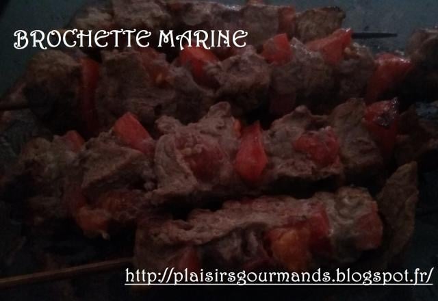 Brochette au bœuf marinée accompagnée de tomate