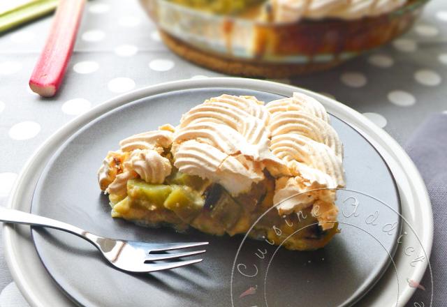 Tarte à la rhubarbe meringuée Alsacienne