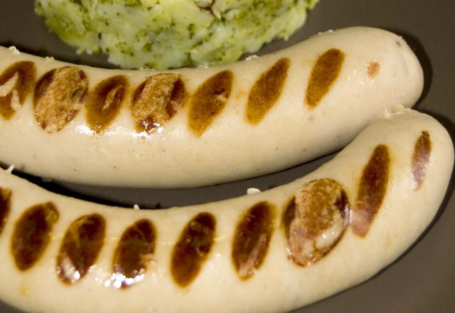 Boudin de sanglier, écrasée de pommes de terre, huile de potiron