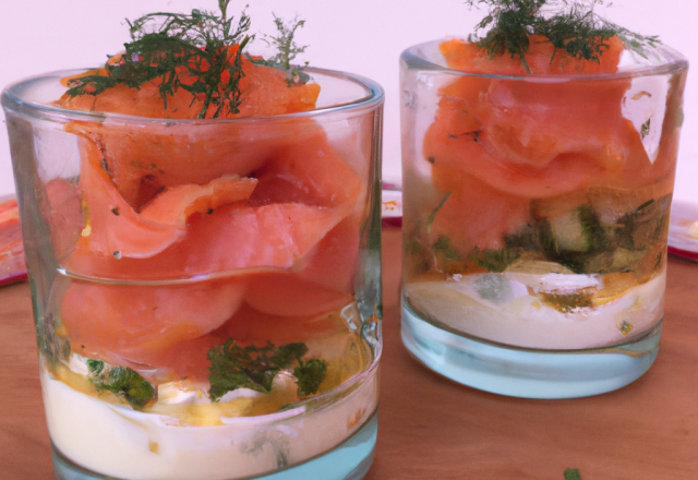 Verrine de saumon fumé et ricotta.