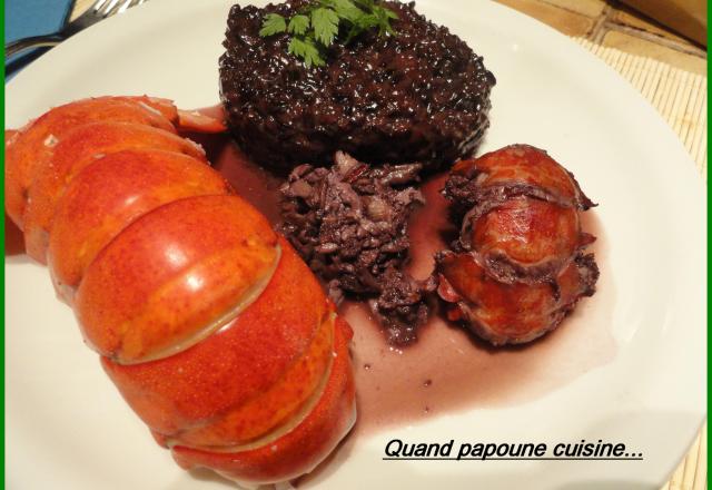 Civet de homard et risotto noir