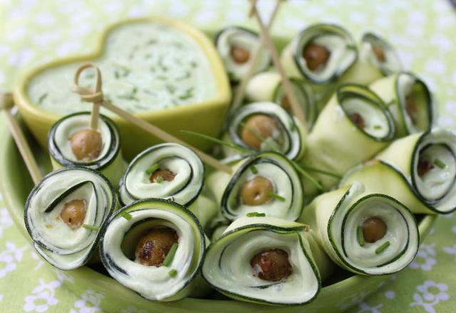 Roulés de courgettes au fromage de chèvre parfumé au persil