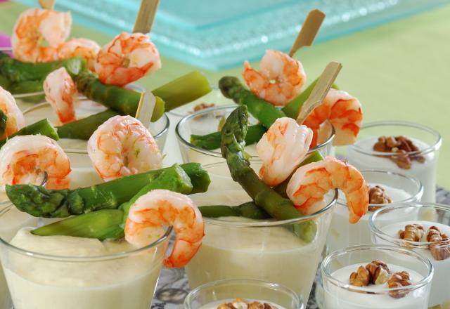 Verrine d'asperges crevettes