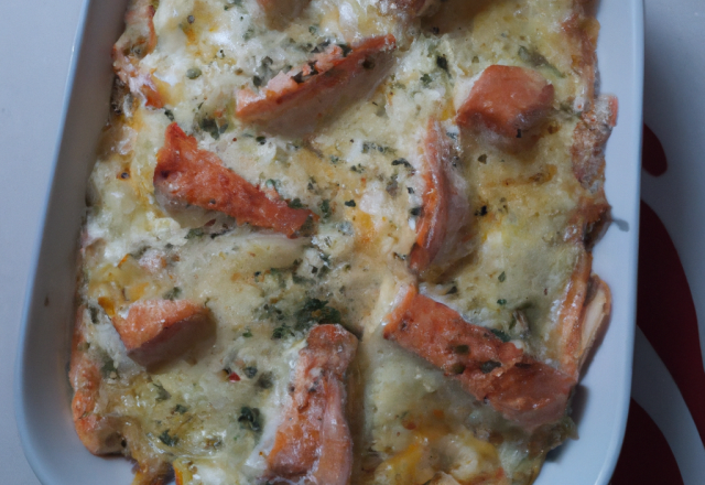 Gratin de saumon fumé aux chicons à la fourme d'Ambert