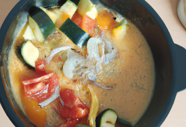 Fondue de légumes tomates courgettes et oignons