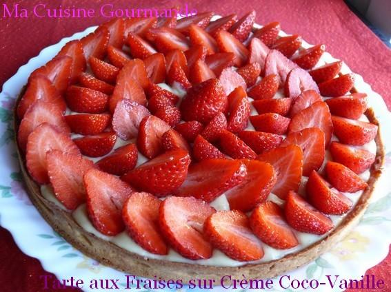 Tarte aux fraises sur crème coco-vanille