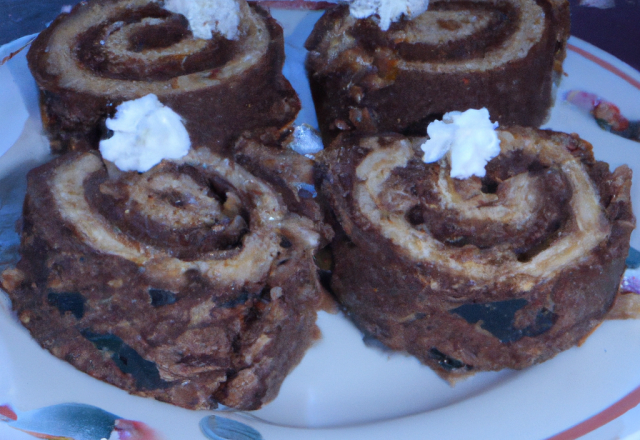 Roulé de Noël au chocolat et noix de coco