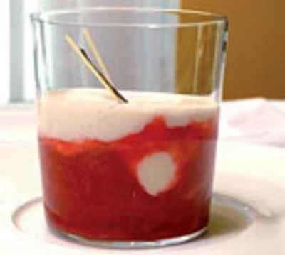 Soupe de fraises, glace de riz au lait