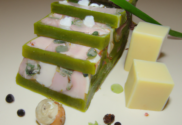 Terrine poireau, flocons de petit épeautre, salers