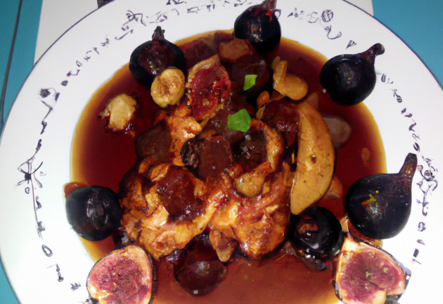 Chapon aux marrons et figues sauce madère