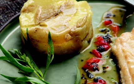 Pommes tapées et filet de cabillaud à l'estragon