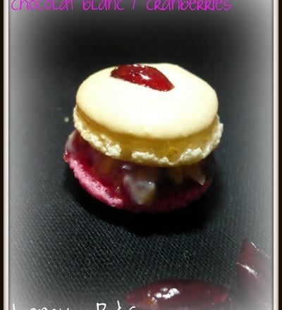 Macarons cranberries, chocolat blanc, soupçon coco