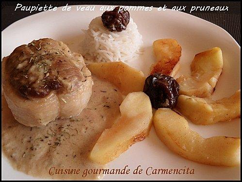 Paupiettes de veau aux pommes et aux pruneaux