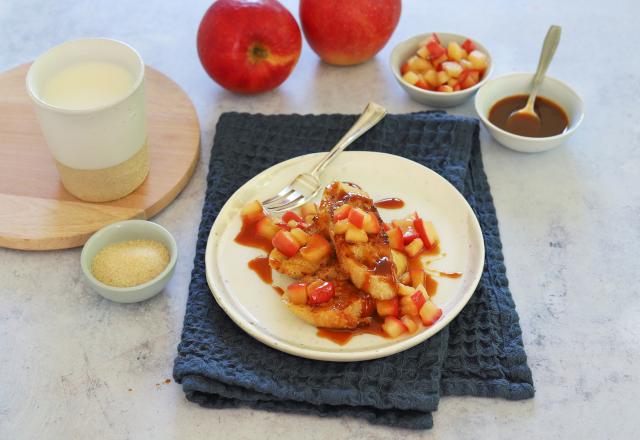 Pain perdu aux pommes et caramel au beurre salé