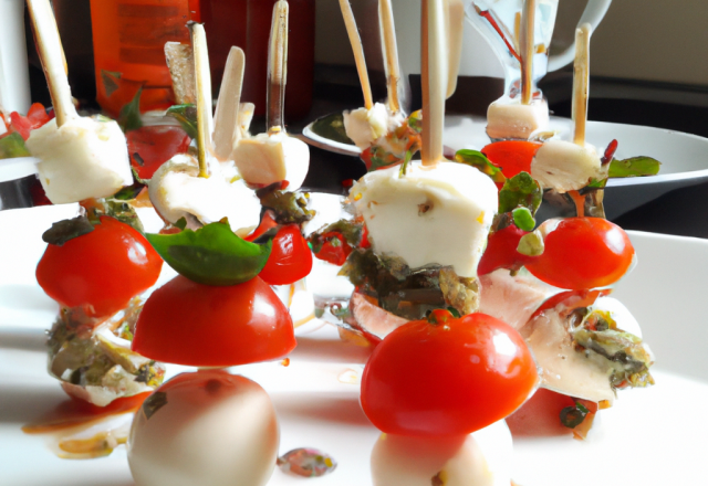 Brochettes tomates mozza