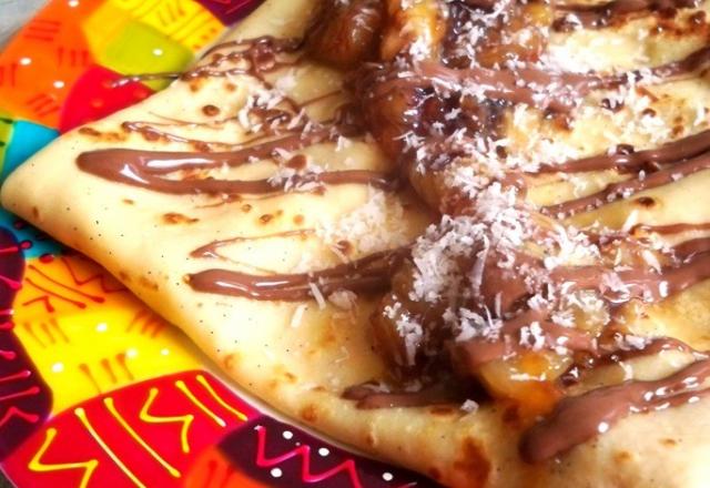 Crêpes vanillées - choco banane caramélisée coco !