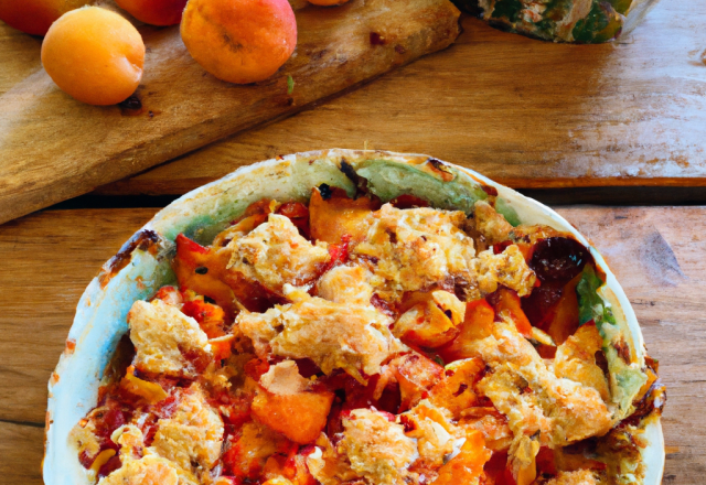 Crumble pêches et abricots