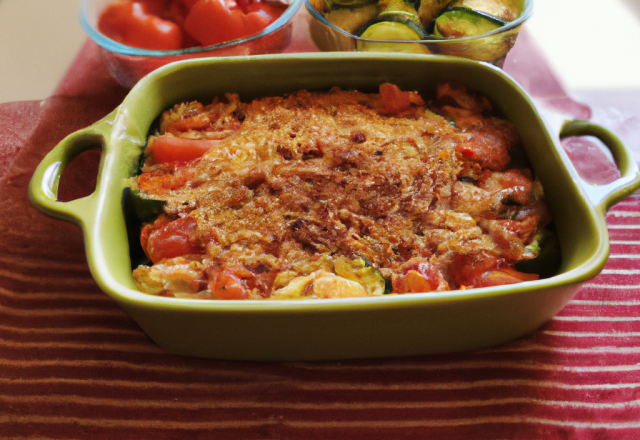 Crumble de courgettes et tomates confites