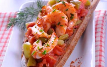 Tartine aux crevettes