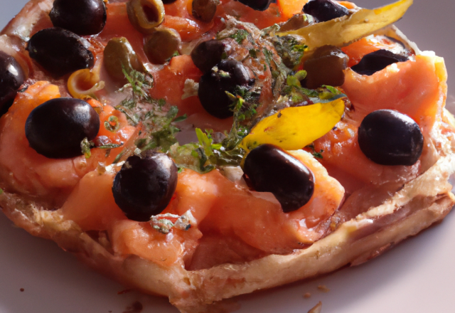 Tarte saumon & olives noires