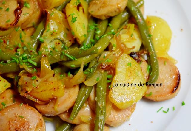 Poêlée de pommes de terre, haricots et boudin de Rethel