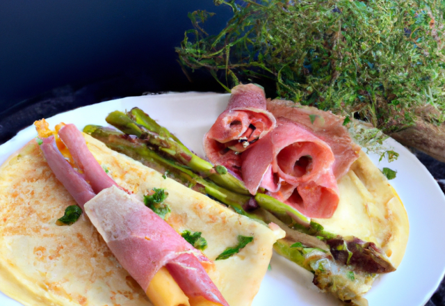 Crêpes aux asperges et jambon