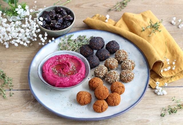 Trio de falafels et houmous de betterave