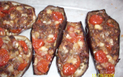 Aubergines farcies au fromage