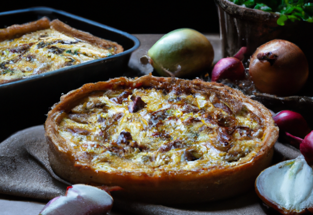 Quiche aux oignons et volaille