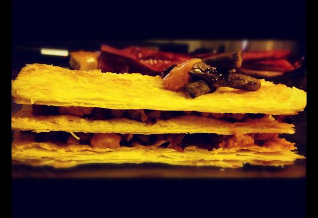 Mille feuilles foie gras confit d'oignon