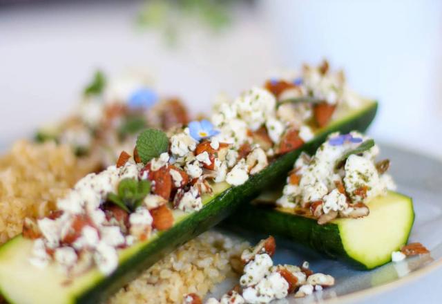 Courgettes rôties à la feta et aux amandes