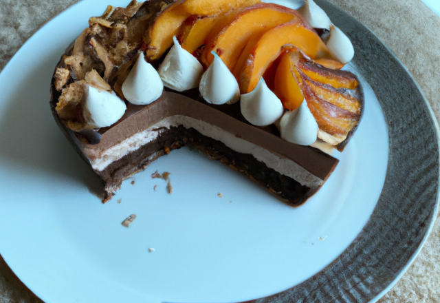 Charlotte aux pêches et mousse au chocolat