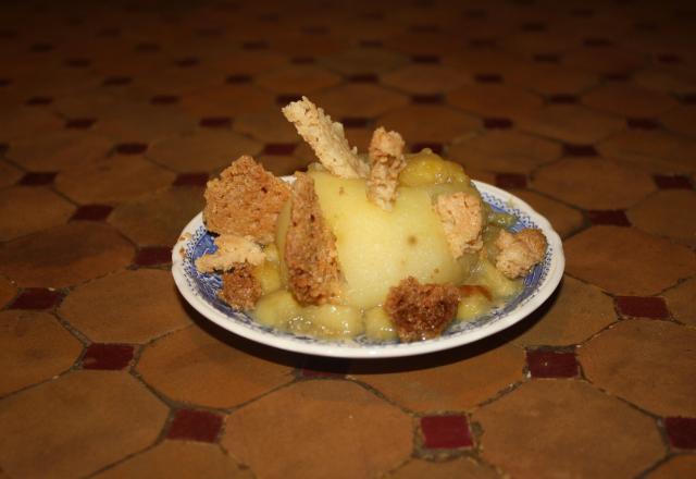 Crumble pomme et banane flambé au rhum