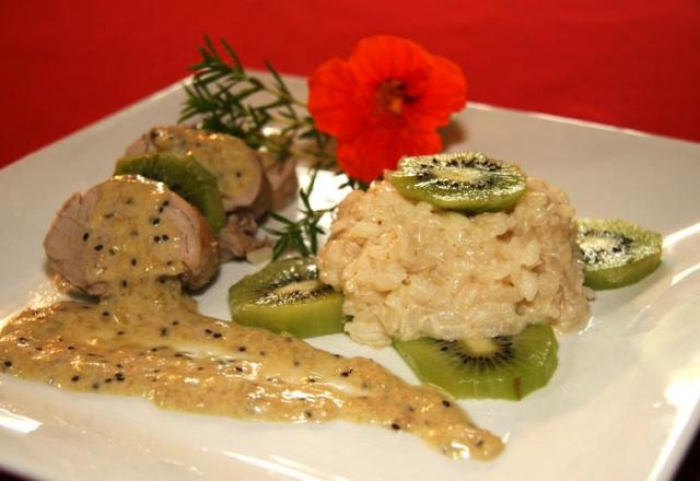 Filet de porc aux Kiwis et son risotto