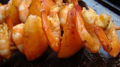 Brochettes crevettes/abricots tandoori