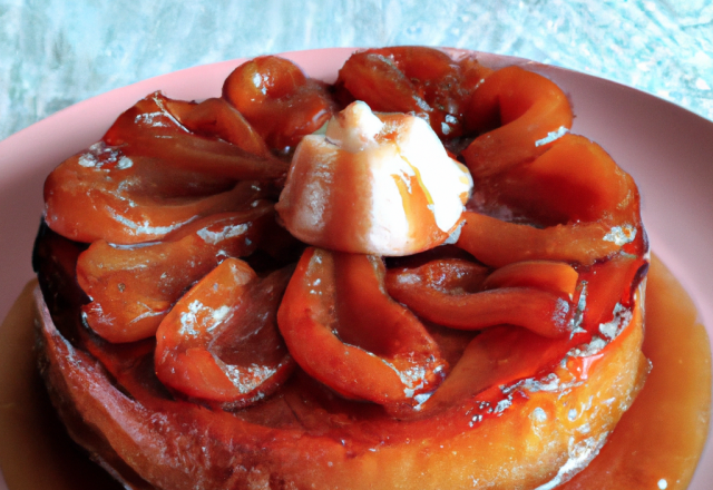 Tarte tatin relevée à la vanille liquide sur pâte maison