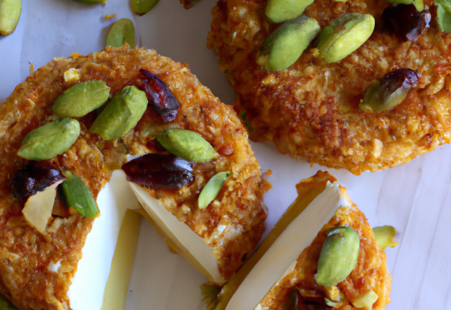 Camembert pané aux amandes et pistaches en friture