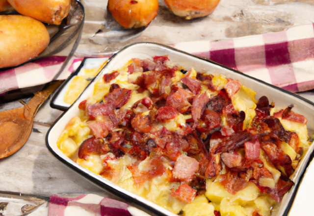 Tartiflette en crème de lardons et d'oignons