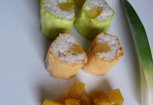 Makis à l'ananas et noix de coco