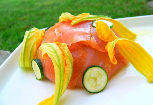 Timbale de saumon à la courgette épicée