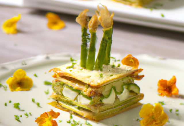 Millefeuille de courgettes aux asperges vertes