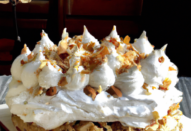 Gâteau meringué aux pommes et amandes effilées