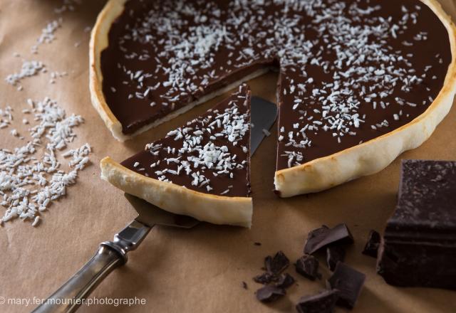 Tarte bio au chocolat noir & à la noix de coco sans gluten