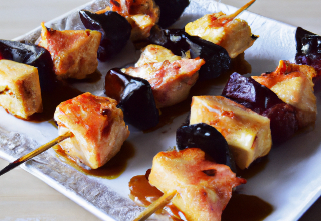 Brochettes de poulet aux pruneaux