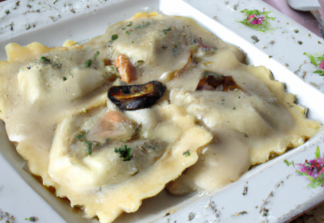 Raviolis sauce aux pleurotes à la crème