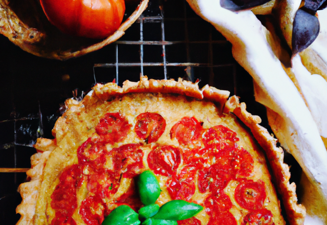 Tarte à la tomate et moutarde au basilic