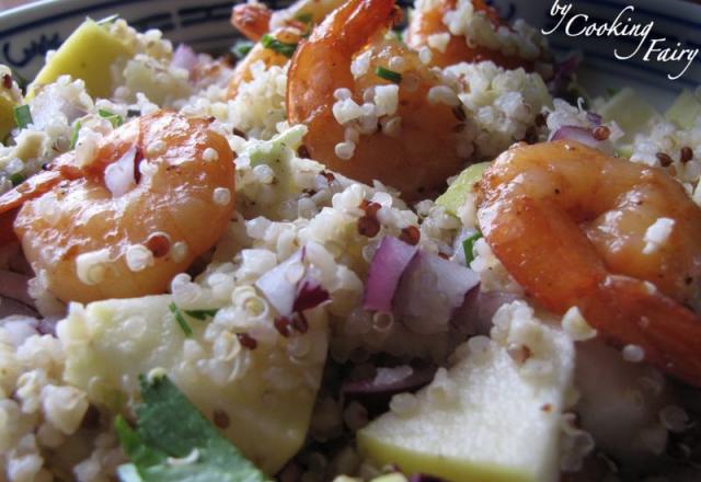 Salade de quinoa aux crevettes marinées