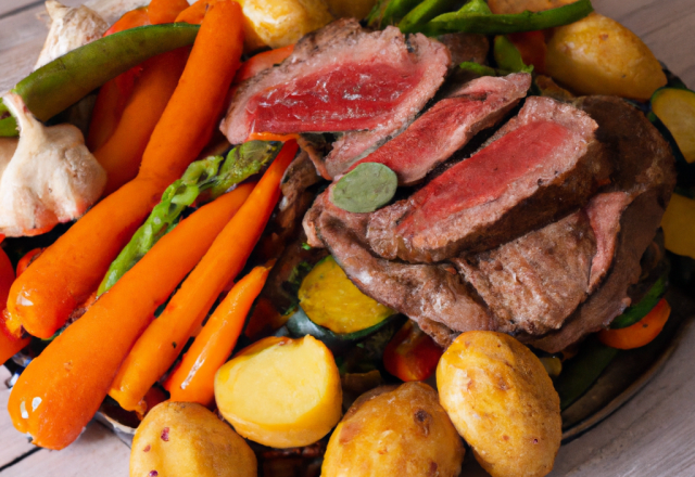 Joue de bœuf pochée grillée et ses légumes