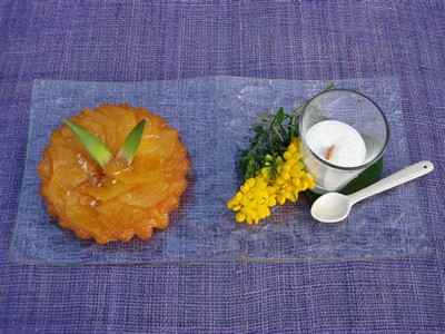 Tarte tatin ananas, émulsion coco