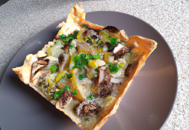 Tarte aux poireaux et aux champignons